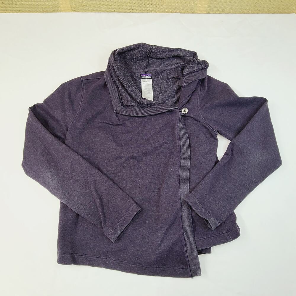 Patagonia At Sea Wrap Cardigan Purple Organic Cotton Blend Cozy Crossover Medium